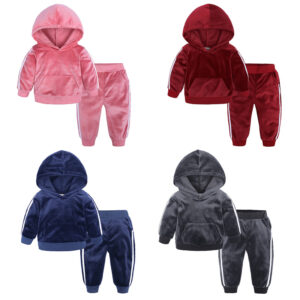 Children's Clothing Boys And Girls Suits Sports And Leisure Gold Velvet Two-Piece Children's Clothes