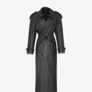 Long Fake Leather Trench Coats Women