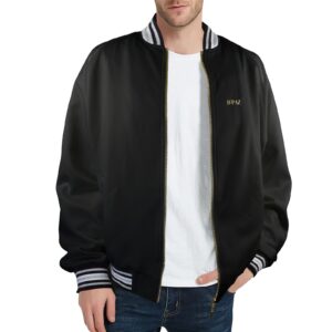 New Men's Striped Trim Bomber Jacket